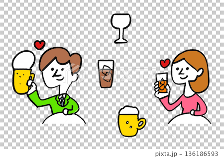 乾杯する男女 136186593