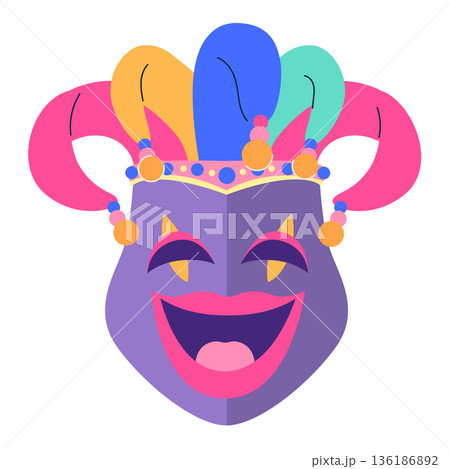Cute Pink and Purple Carnival Mask Cartoon Vector Illustration Cute Pink and Purple Carnival Mask Cartoon Vector Illustration 136186892