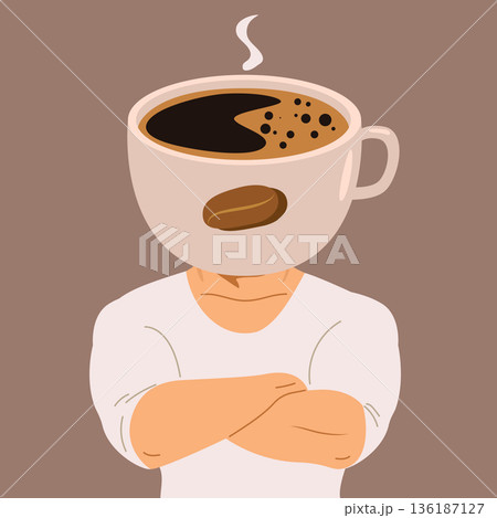 Coffee Addiction Concept Cartoon Vector Illustration Concept 136187127