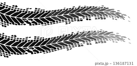 Panoramic Tire Tracks Braking Trails 136187131