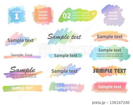 グラデーション配色のブラシストローク見出し用装飾素材(サンプルテキスト有り) 136187280