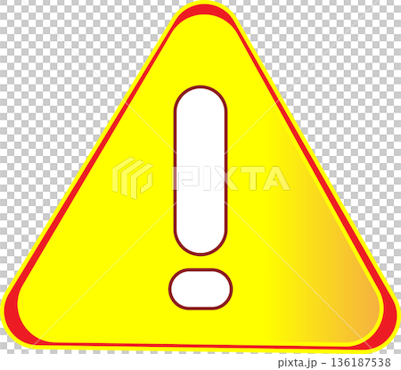 Triangular warning mark icon indicating caution, warning, or error 136187538