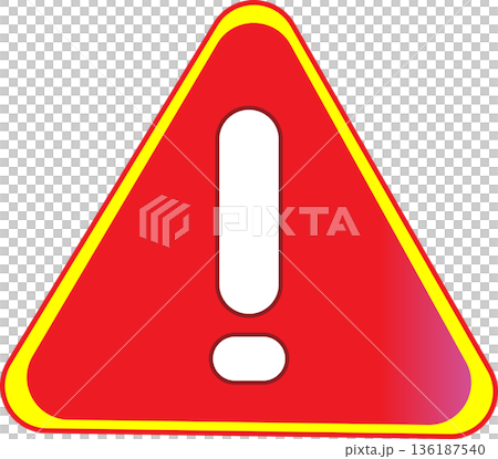 Triangular warning mark icon indicating caution, warning, or error 136187540