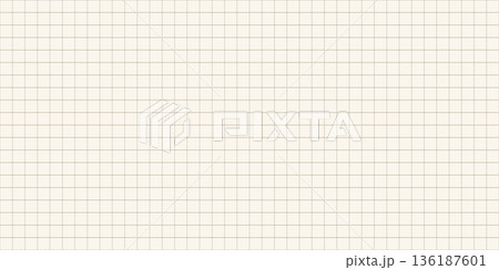 Old beige square notebook paper seamless pattern. Squared grid texture with brown lines. Paper math mesh sheet seamless background. Vector illustration isolated on white background 136187601
