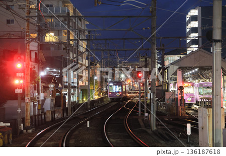 京福電気鉄道 西院駅付近の夜景 京福電気鉄道 西院駅付近の夜景 136187618