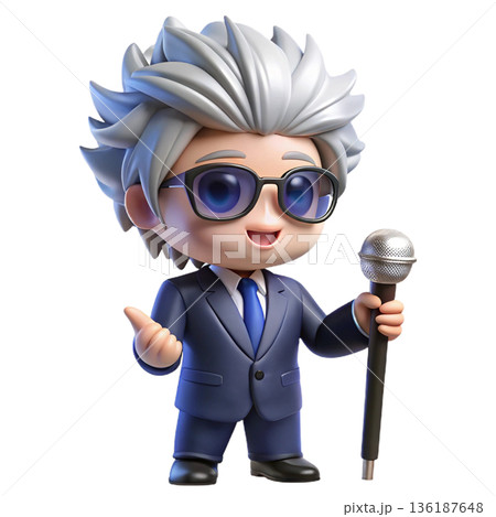 3D art toy chibi character stylish anime boy White Background 136187648