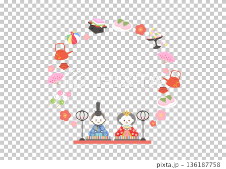 Hinamatsuri cute circular frame 136187758