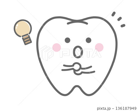 ひらめいている歯のキャラクター ひらめいている歯のキャラクター 136187949