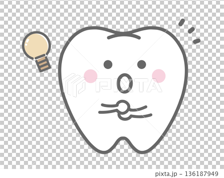 ひらめいている歯のキャラクター ひらめいている歯のキャラクター 136187949