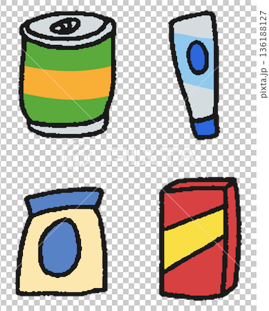 手繪食品及日用品包裝插圖集 136188127