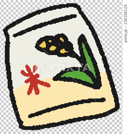 Hand-drawn illustration of a bag of rice 136188128