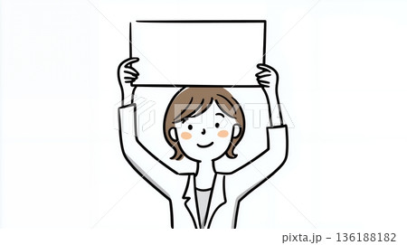 パネルを持つスーツの女性 136188182