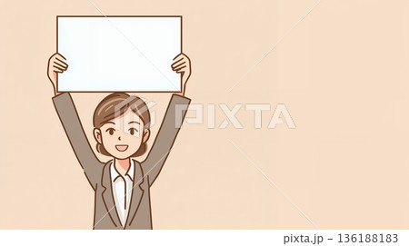 パネルを持つスーツの女性 パネルを持つスーツの女性 136188183