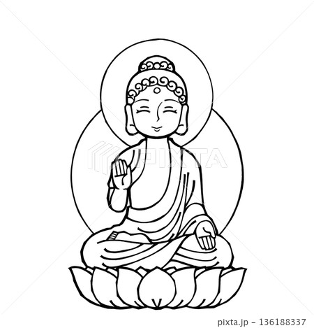 釈迦如来(B)（笑・モノクロ 136188337