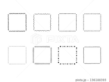 ナチュラルでシンプルな手描きのフレームセット3 136188393