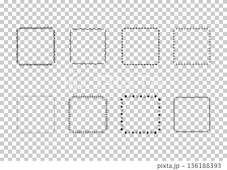 ナチュラルでシンプルな手描きのフレームセット3 136188393
