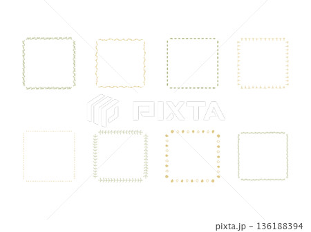 ナチュラルでシンプルな手描きのフレームセット3（カラー） 136188394
