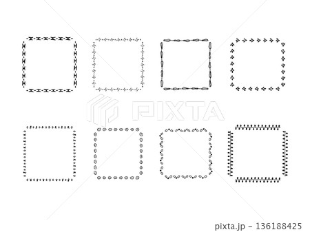 ナチュラルでシンプルな手描きのフレームセット19 136188425