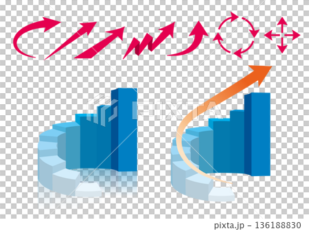 一組上升的圖表箭頭 136188830