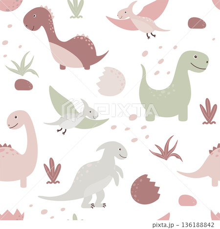 cute dinosaurs childish pattern 136188842