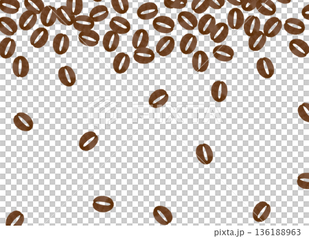 水彩咖啡豆背景框 飄落的咖啡豆裝飾材料 136188963