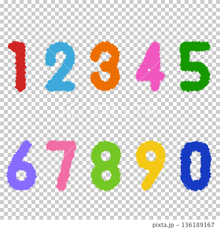 手書き風のポップな数字 手書き風のポップな数字 136189167