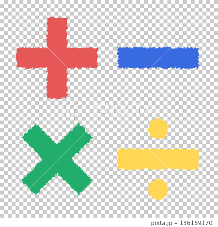 手書き風のポップな四則演算・数式素材 136189170