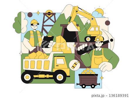 Gold Mine Vector Illustration Depicting Mining Industry Activities Featuring Treasure, Coin Piles, Jewelry, And Gemstones In Flat Cartoon Background Gold Mine Vector Illustration Depicting Mining Industry Activities Featuring Treasure, Coin Piles, Jewelry, And Gemstones In Flat Cartoon Background 136189391
