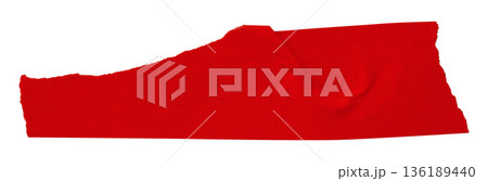 red crumpled torn tape isolated on transparent background. 136189440