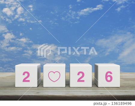 Happy new year and Valentines day 2026 concept Happy new year and Valentines day 2026 concept 136189496