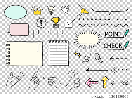 Notepad arrow dialogue frame illustration set 136189965