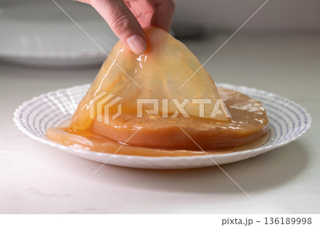 Shiny Fermentation Culture. Vivid Scene Showcasing Fermenting Probiotic Culture On Kitchen Surface 136189998