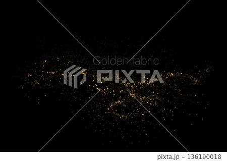 A distinct design element. An exquisite golden arc created from randomly arranged glittering tinsel 136190018