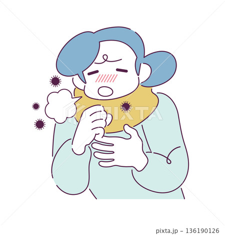 咳をする人のイラスト 風邪 アレルギー 136190126