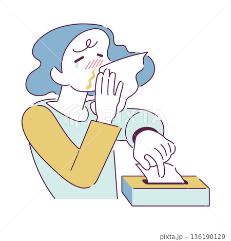 鼻水が止まらない人のイラスト 鼻炎 花粉症 風邪 鼻水が止まらない人のイラスト 鼻炎 花粉症 風邪 136190129