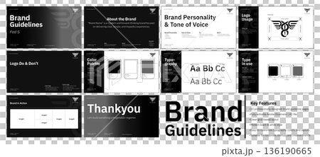 Brand Guidelines Template Black White Corporate Branding Identity System Logo Usage Typography Color Palette Modern Minimal Brand Book Layout For Business Startup Creative Agency Presentation Design Brand Guidelines Template Black White Corporate Branding Identity System Logo Usage Typography Color Palette Modern Minimal Brand Book Layout For Business Startup Creative Agency Presentation Design 136190665