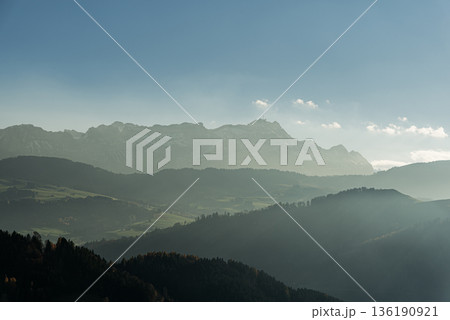 Alpstein mountains and Saentis peak, Canton of Appenzell Innerrhoden, Switzerland  136190921