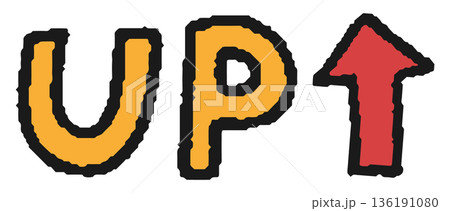 UP(上昇)の手書き文字イラスト 136191080