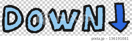 向下的手寫插圖 136191081