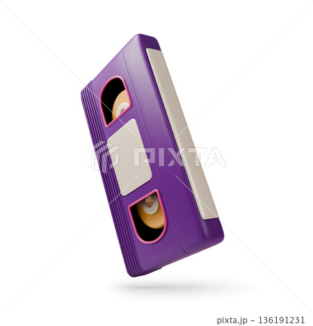 3d Colorful Video Cassette Analog Device Concept Cartoon Design Style Isolated on a White Background. Vector illustration 3d Colorful Video Cassette Analog Device Concept Cartoon Design Style Isolated on a White Background. Vector illustration 136191231