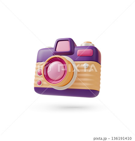 3d Colorful Photo Camera Analog Device Concept Cartoon Design Style Isolated on a White Background. Vector illustration of Photograph Equipment 3d Colorful Photo Camera Analog Device Concept Cartoon Design Style Isolated on a White Background. Vector illustration of Photograph Equipment 136191410