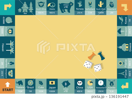 Frame of board game ,Funny frame,Board games,game walking.Vector illustrations. 136191447