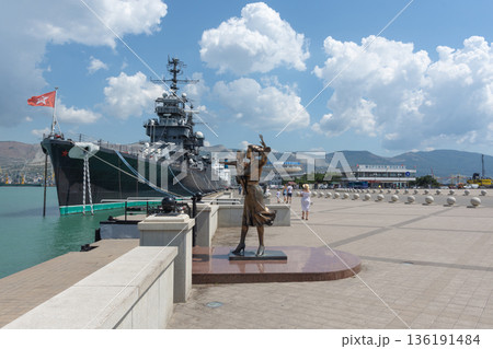 A view of the cruiser Mikhail Kutuzov in Novorossiysk A view of the cruiser Mikhail Kutuzov in Novorossiysk 136191484