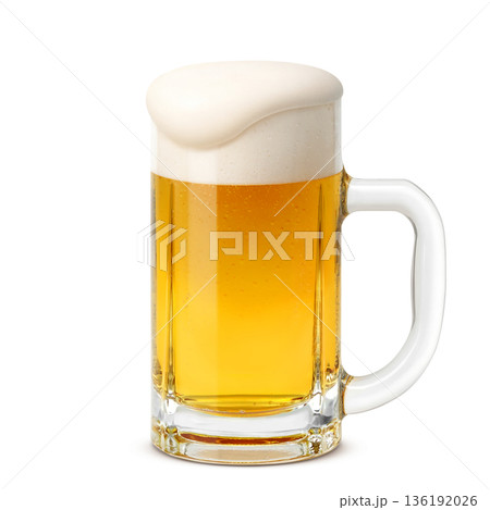 ビールジョッキ イラスト グラス リアル 136192026