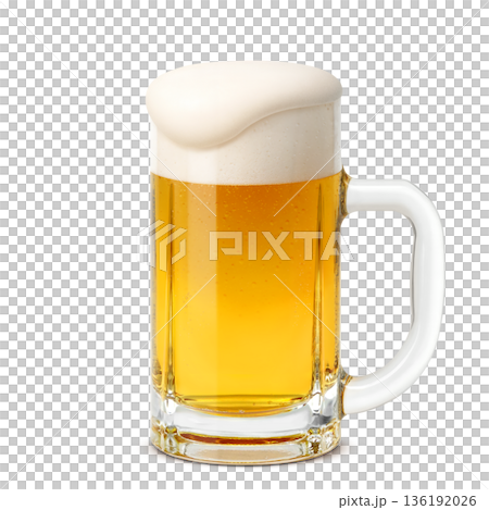 ビールジョッキ イラスト グラス リアル 136192026