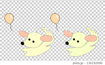 Dog and balloons 136192090