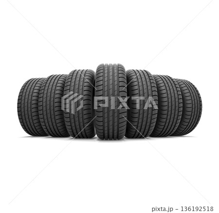 Vehicle tires on white background. 136192518