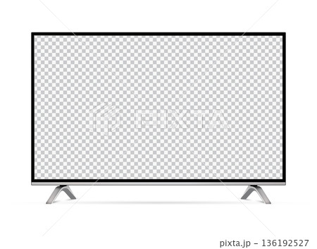 LCD TV with blank empty screen on white background. TV vector mockup. 136192527