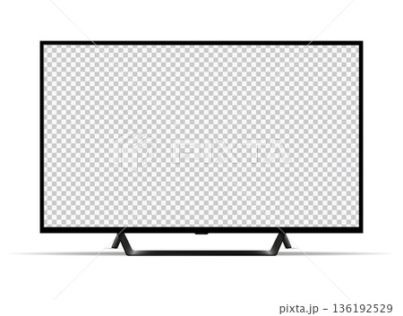 Realistic tv with stand. Modern flat screen television with blank empty screen Realistic tv with stand. Modern flat screen television with blank empty screen 136192529