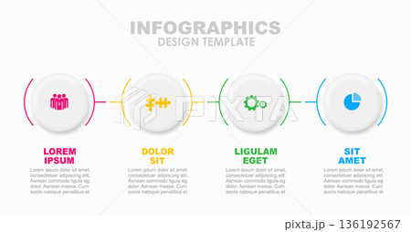 Infographic with circular sections for structured business, presentation, or workflow visualization. Vector illustration. Infographic with circular sections for structured business, presentation, or workflow visualization. Vector illustration. 136192567